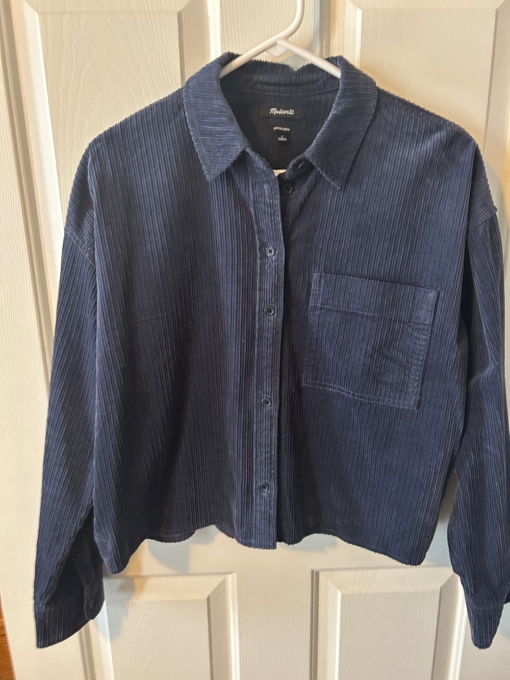 Madewell Navy Corduroy Oversized Button-Up Shirt